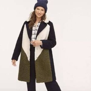J. CREW Shearling Colorblock Coat